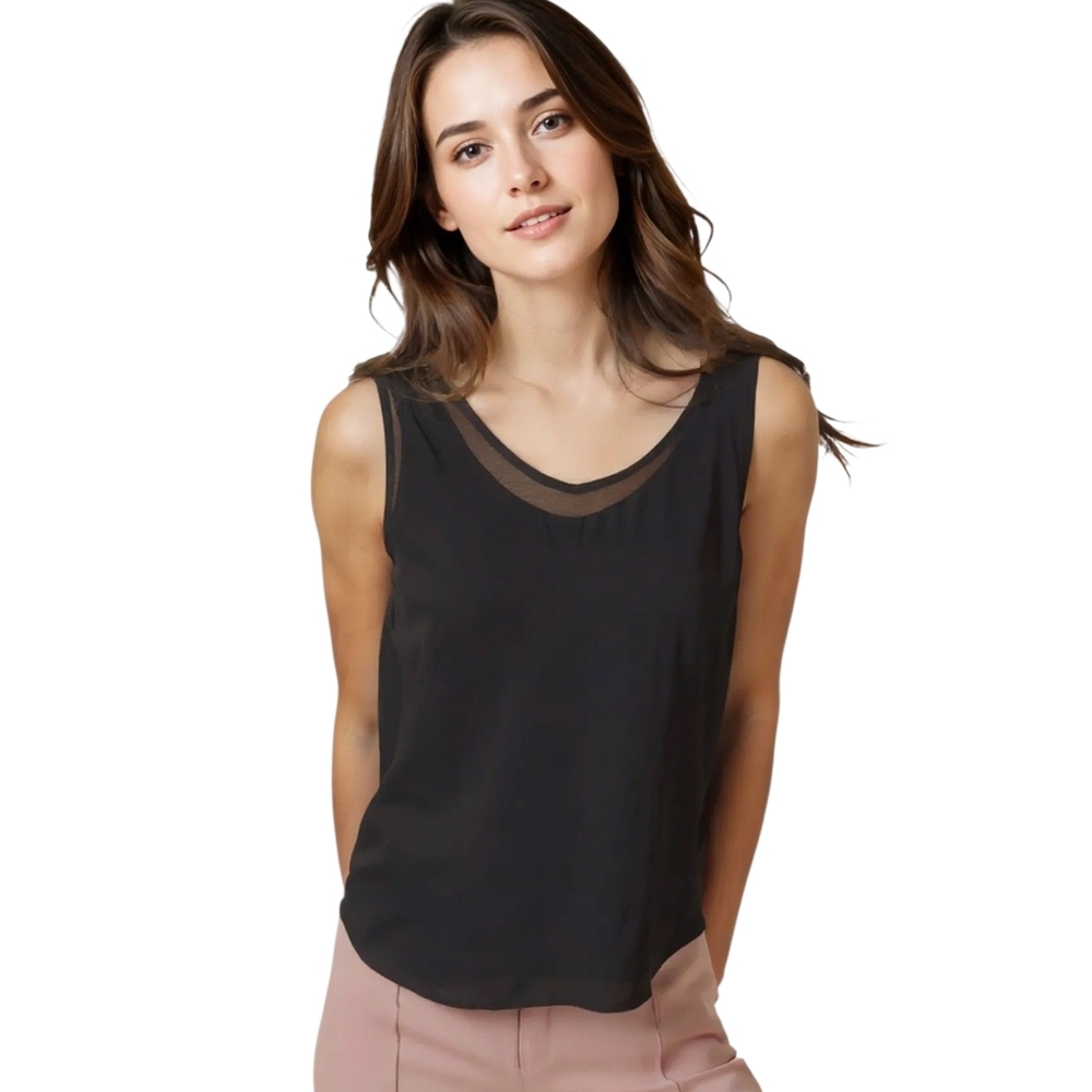 Nwt DEX Small Womens Sleeveless Top Mesh Detail Business Casual Tank